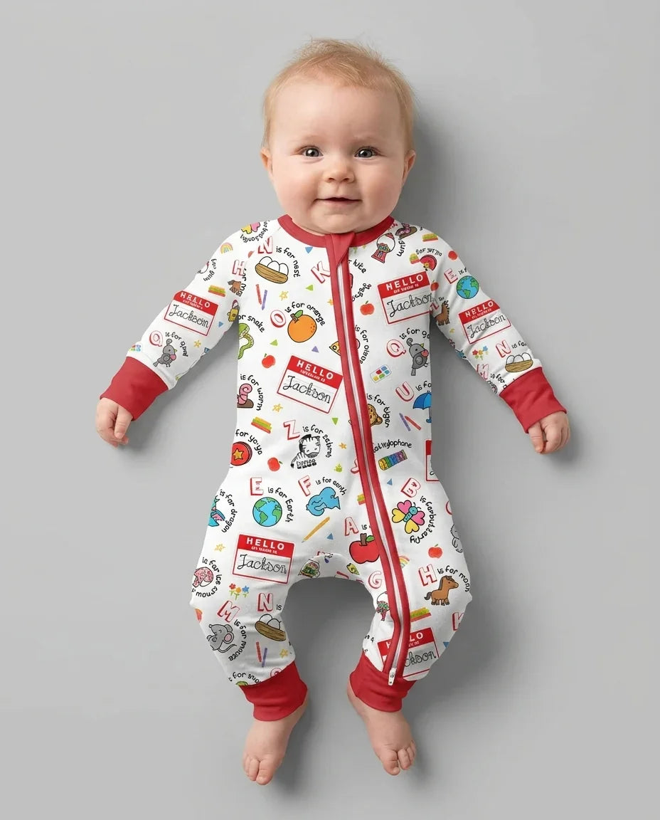 Custom Name Hello School ABCs Bamboo Convertible Zippy