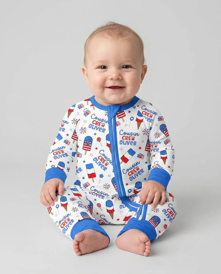 Custom Name 4th of July Cousin Crew Bamboo Convertible Zippy