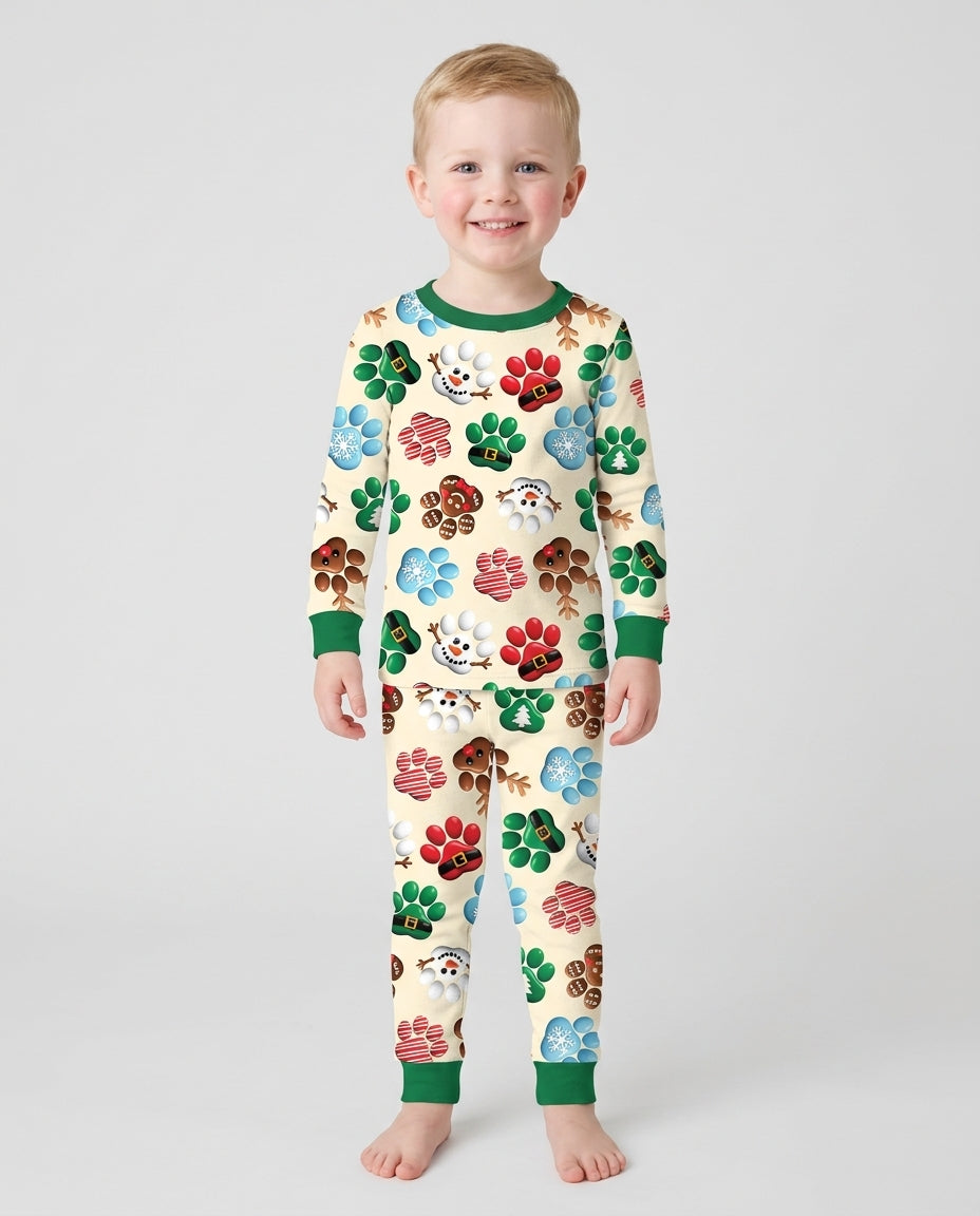 Santa Puppies Paw Bamboo Two Piece Long Sleeve Pajama Set