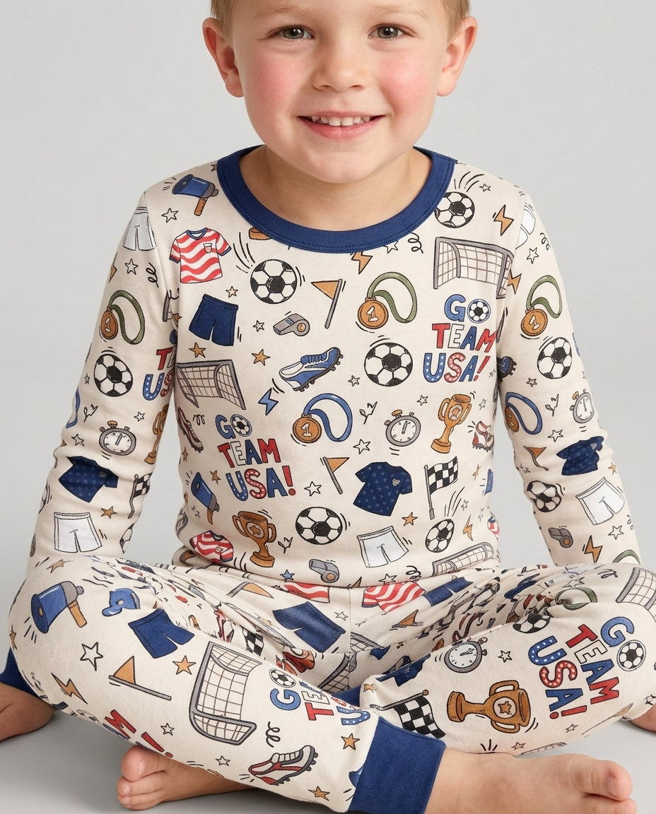 Zweiteiliges Langarm-Pyjama-Set mit Sommerfrüchten