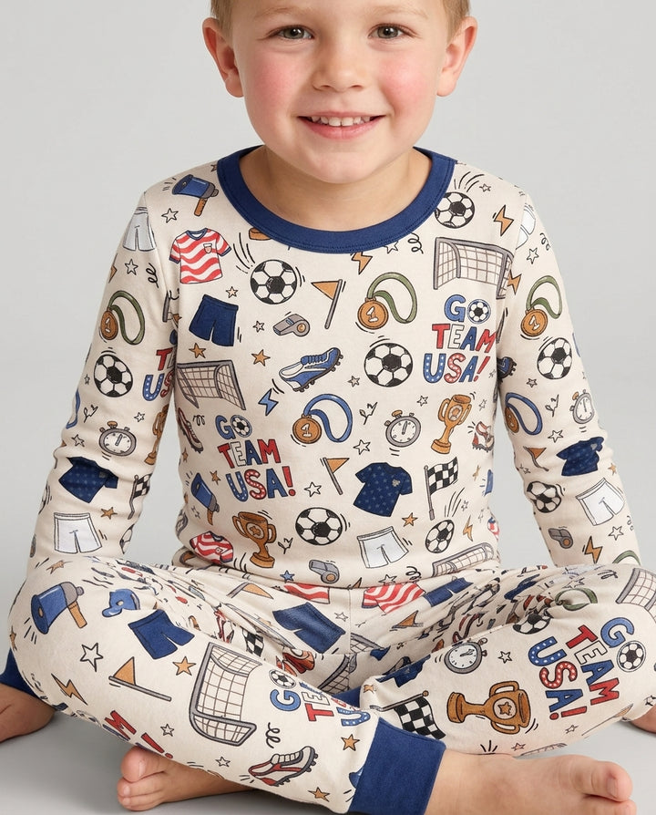Zweiteiliges Langarm-Pyjama-Set mit Sommerfrüchten