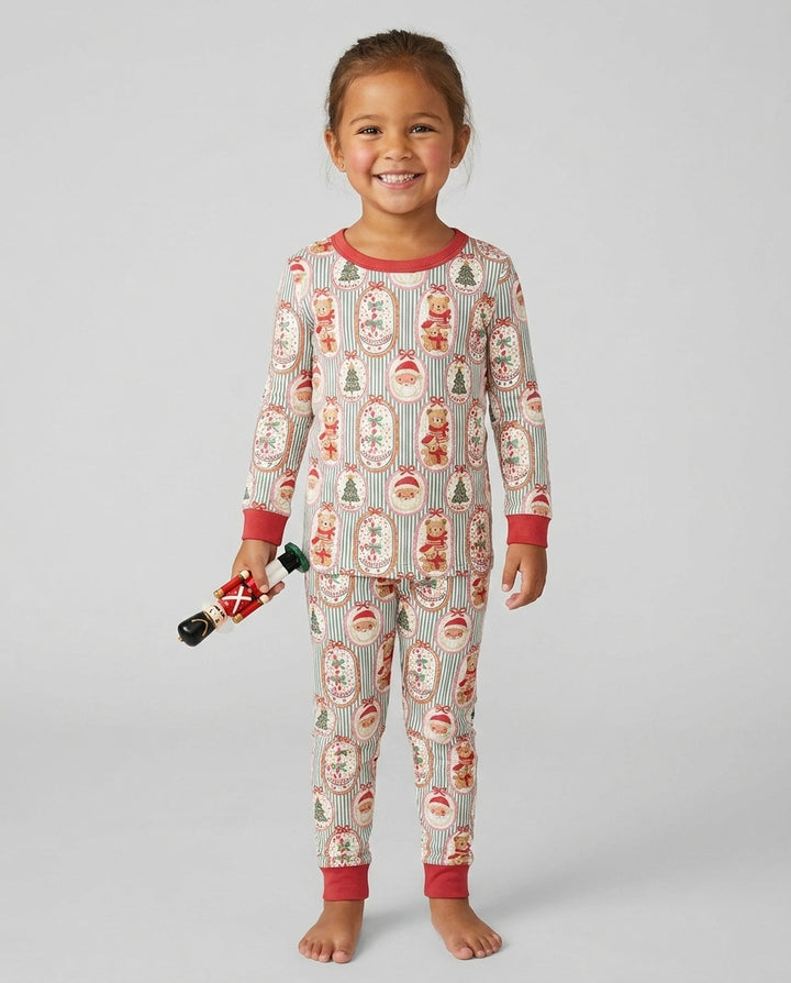 Vintage Christmas Keepsakes Bamboo Two Piece Long Sleeve Pajama Set