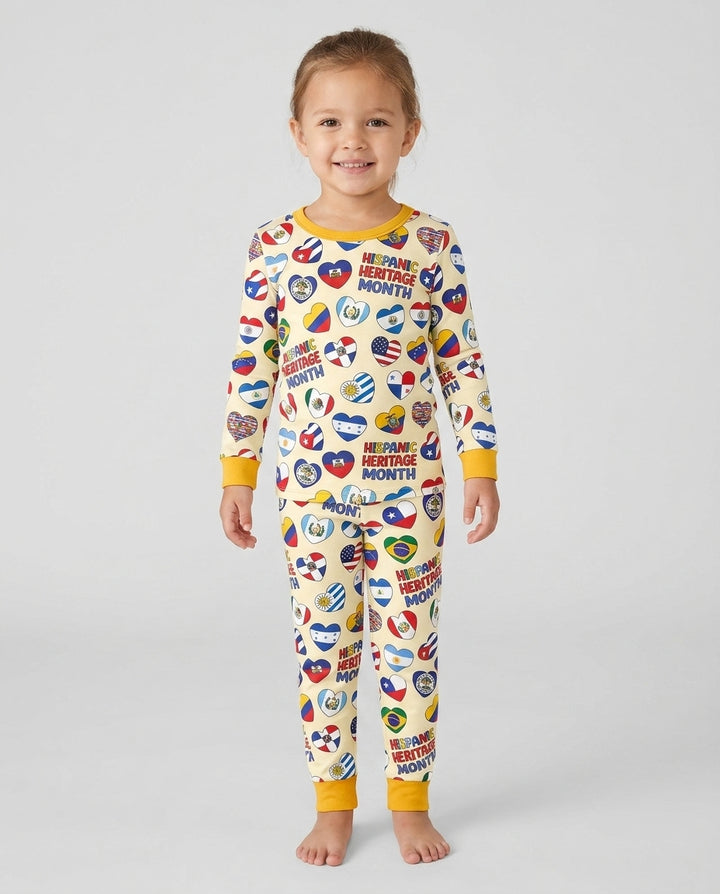 Country Flags Hispanic Heritage Month Bamboo Two Piece Long Sleeve Pajama Set