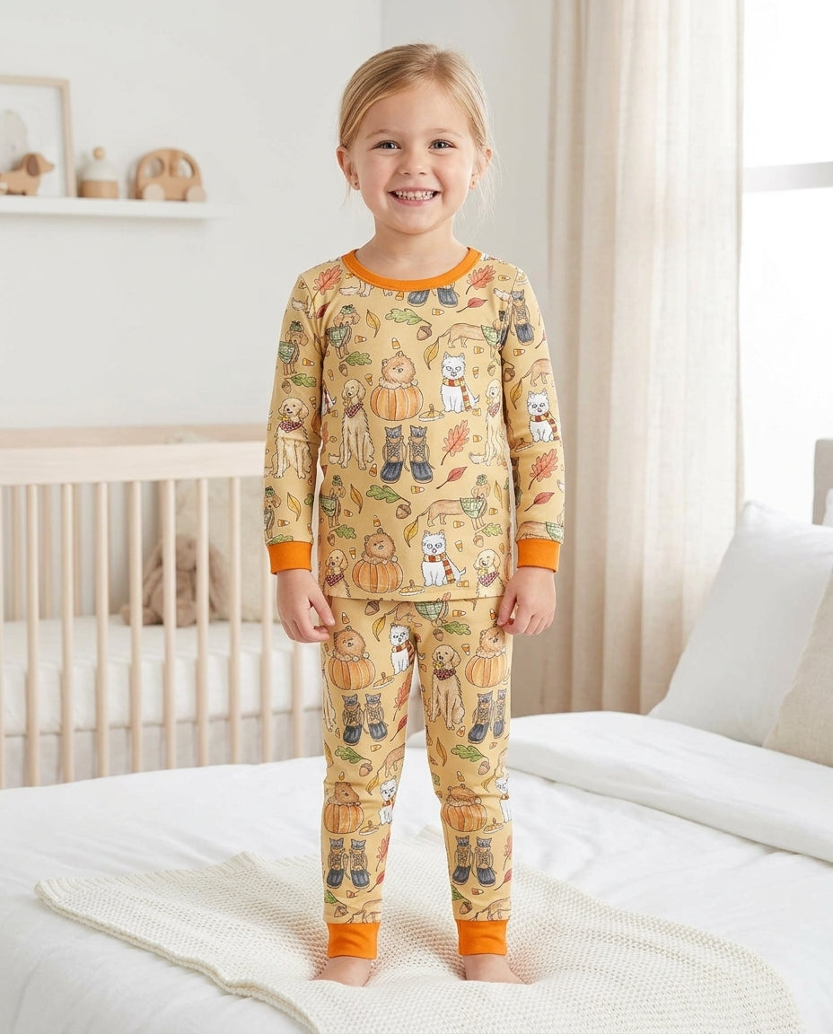 Autumn Paws Bamboo Two Piece Long Sleeve Pajama Set
