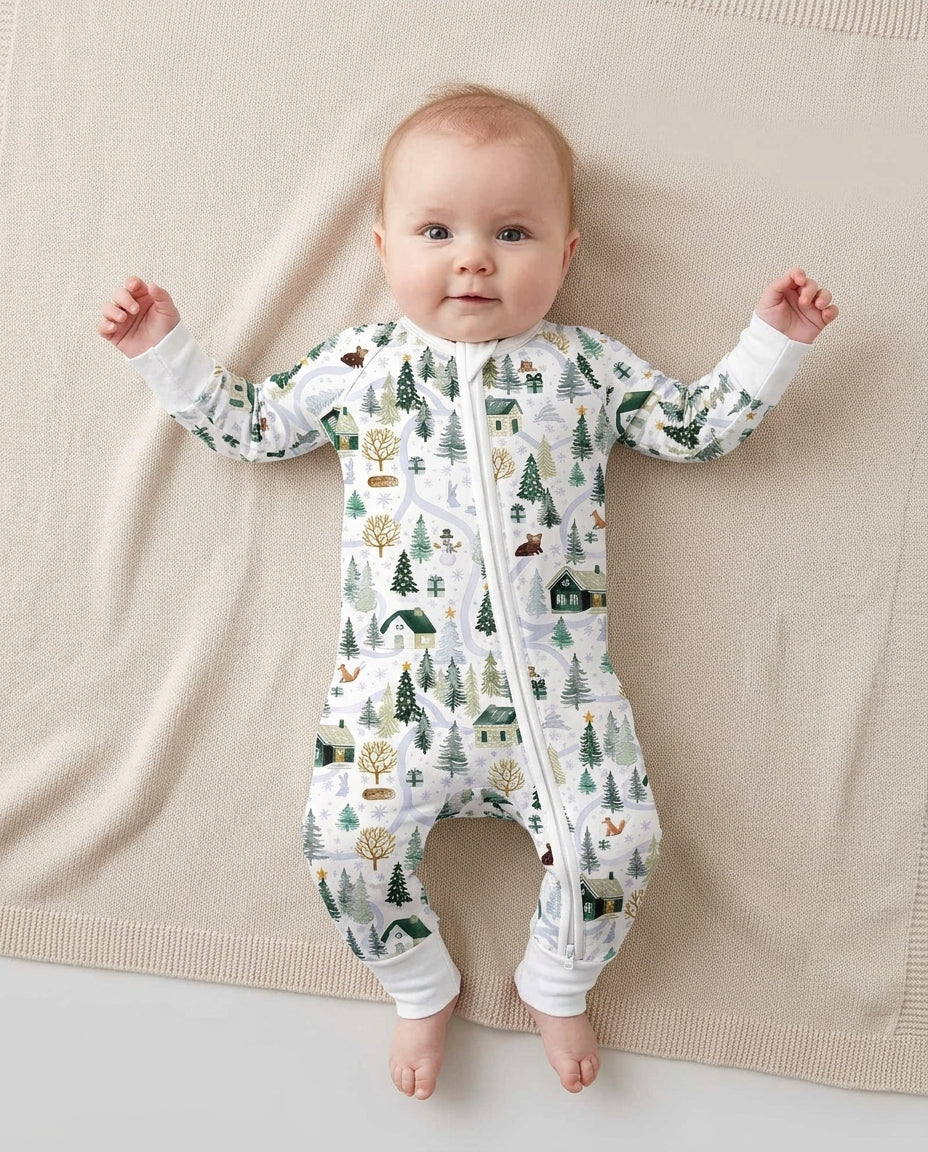 Winter Woodland Village Bamboo Convertible Zippy