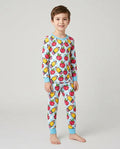 Checkered Apple Scribbles Bamboo Two Piece Long Sleeve Pajama Set