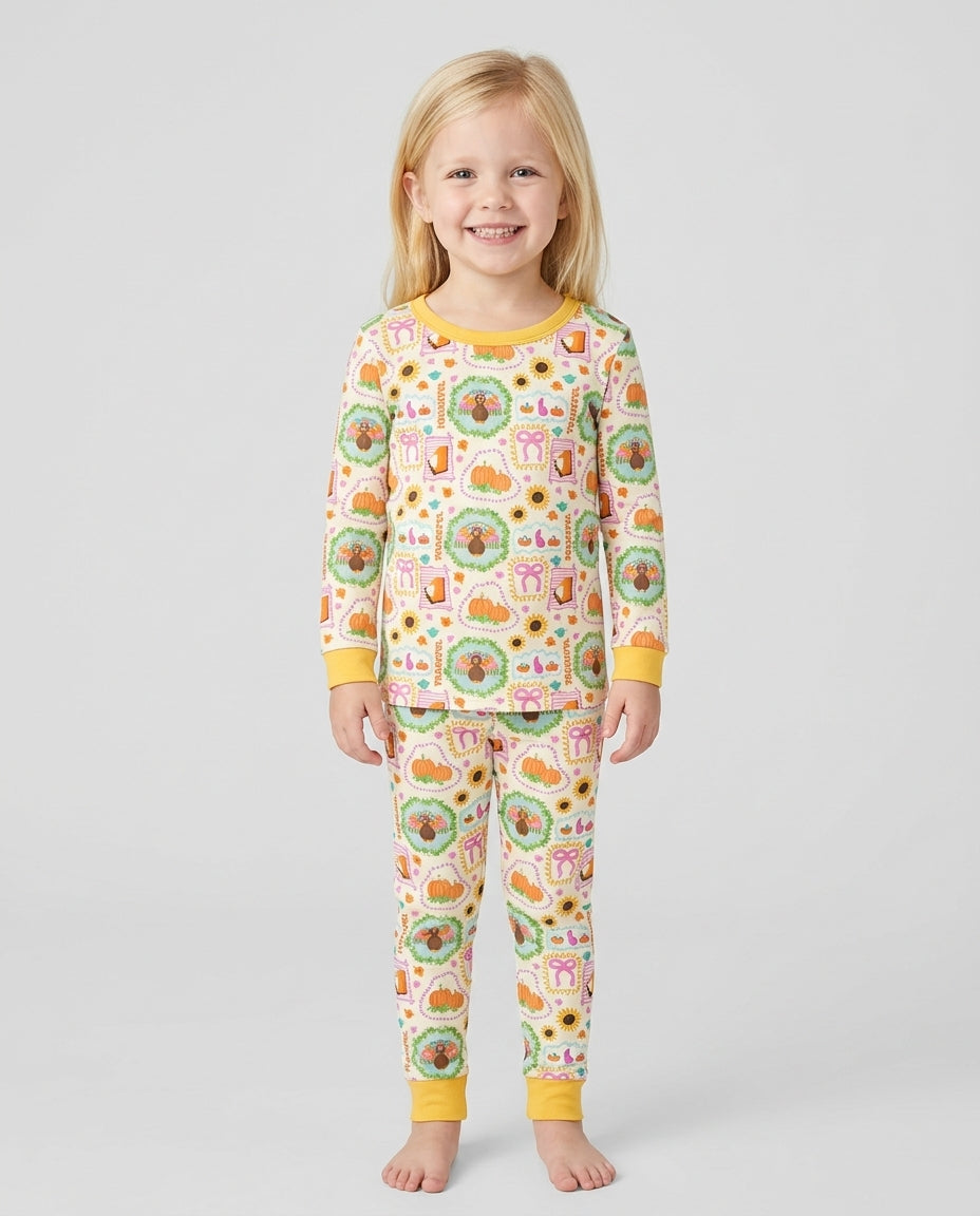 Sweet Thanksgiving Harvest Bamboo Two Piece Long Sleeve Pajama Set
