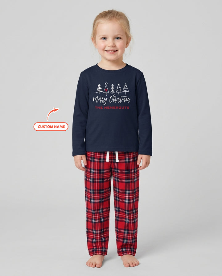 Custom Christmas Tree Bamboo Two Piece Long Sleeve Pajama Set