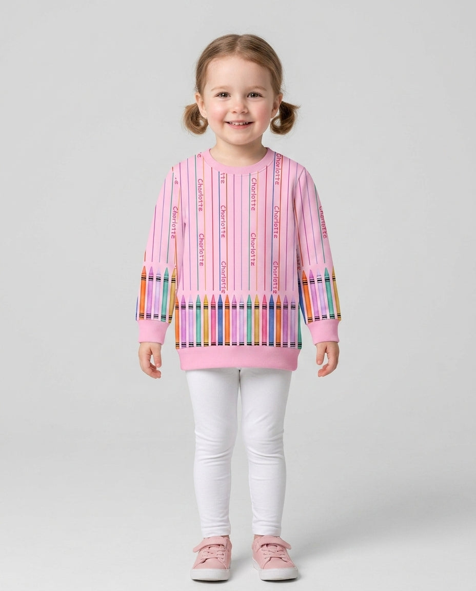 Custom Name Crayon Lines Bamboo Crewneck Sweatshirt