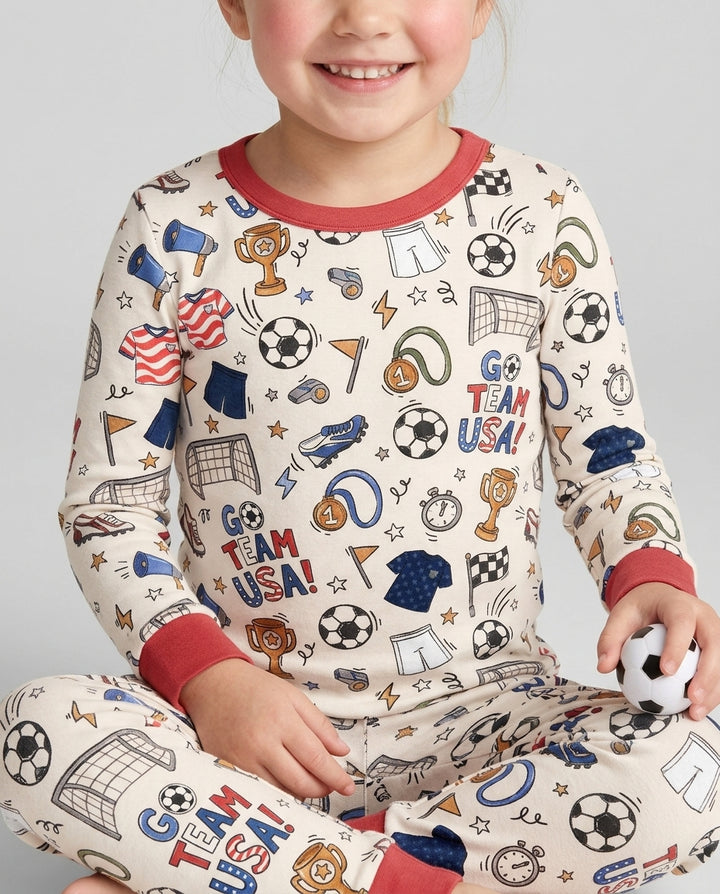 Zweiteiliges Langarm-Pyjama-Set mit Sommerfrüchten