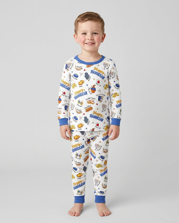 Tis The Season Hanukkah Bamboo Two Piece Long Sleeve Pajama Set