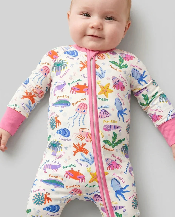 Tide Pool Pals Custom Name Bamboo Convertible Zippy