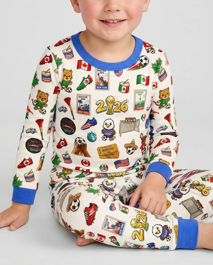 Zweiteiliges Langarm-Pyjama-Set mit Sommerfrüchten