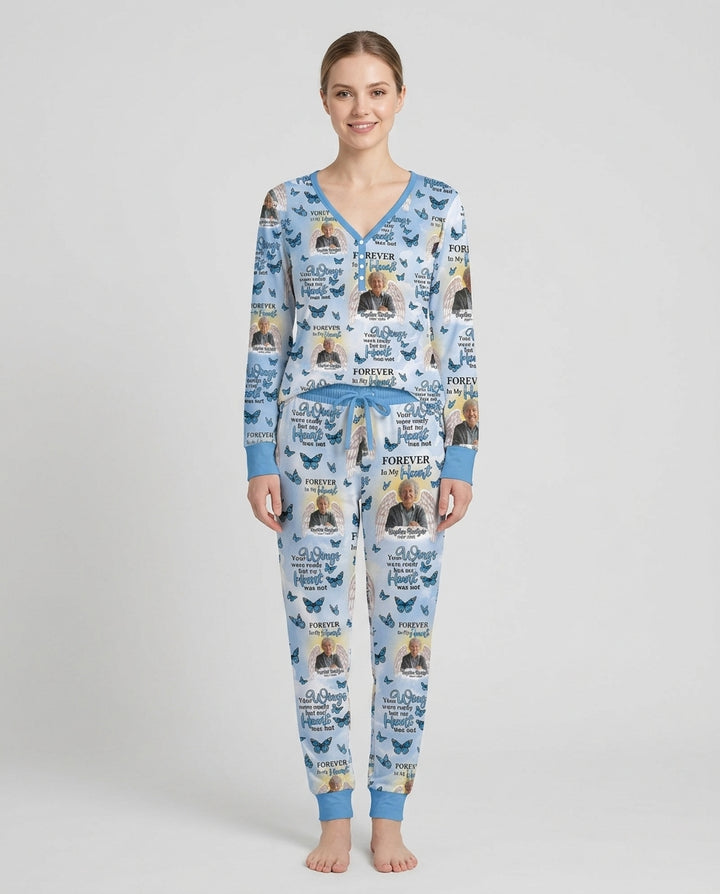 Custom Photo Forever In My Heart Family Matching Bamboo Women Pajama Set