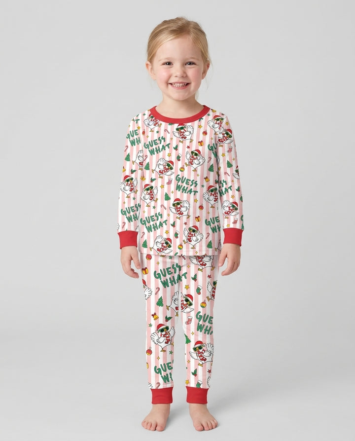 Guess What Chicken Butt Christmas Bamboo Two Piece Long Sleeve Pajama Set