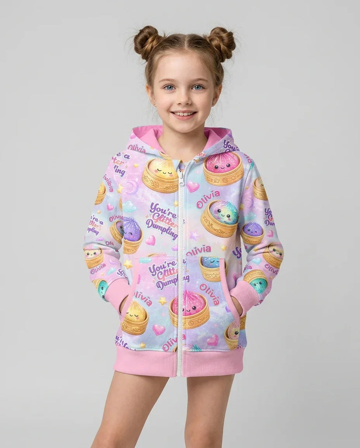 Custom Name You're A Glitter Dumpling Bamboo Zip Hoodie