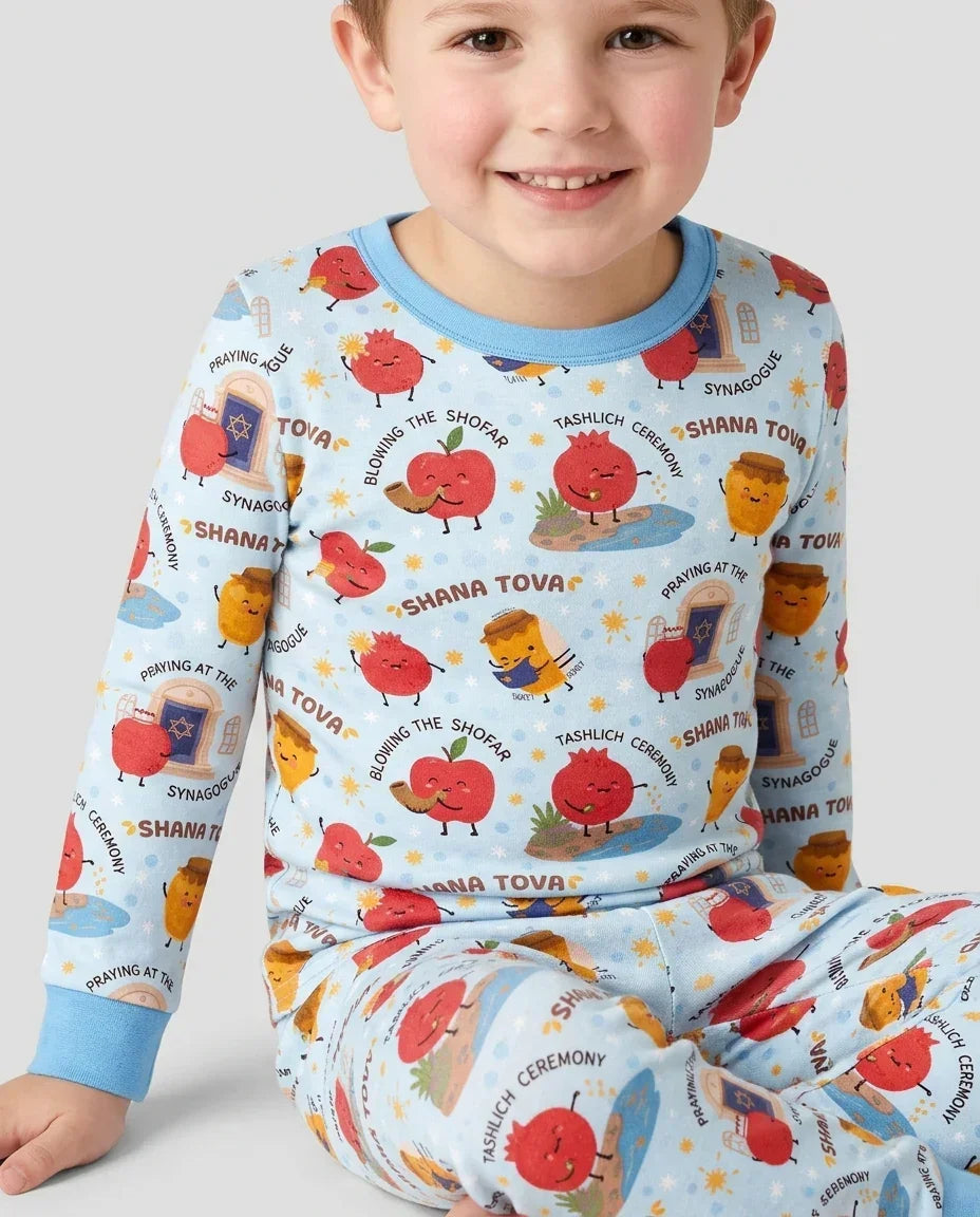 Zweiteiliges Langarm-Pyjama-Set mit Sommerfrüchten