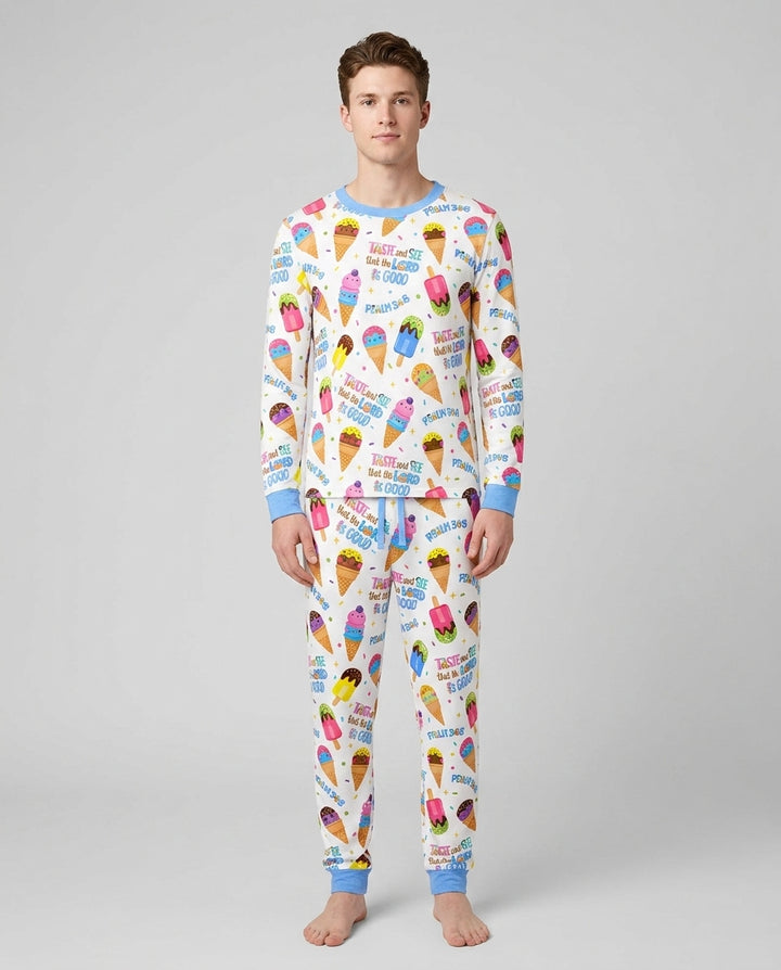 Jesus Summer Ice Cream Taste and See That The Lord Is Good Bamboo Men's Pajama Set