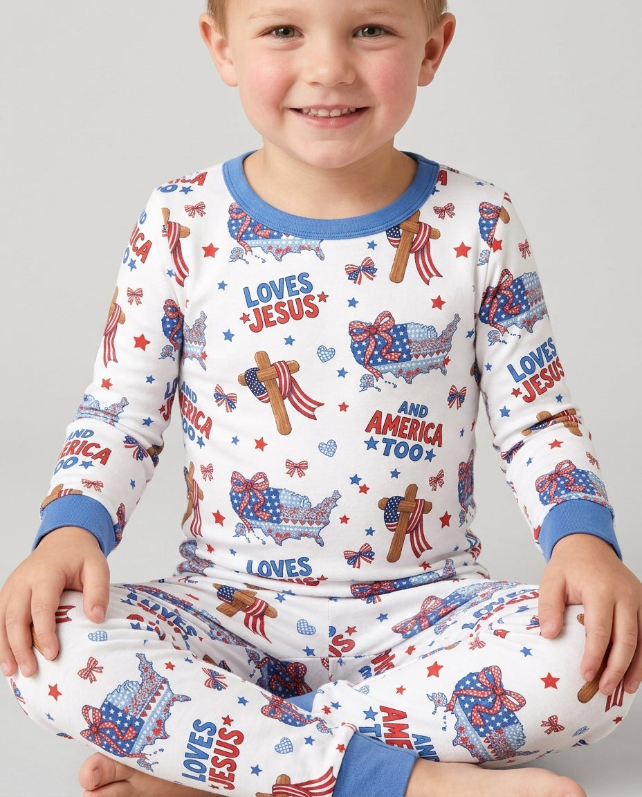 Zweiteiliges Langarm-Pyjama-Set mit Sommerfrüchten