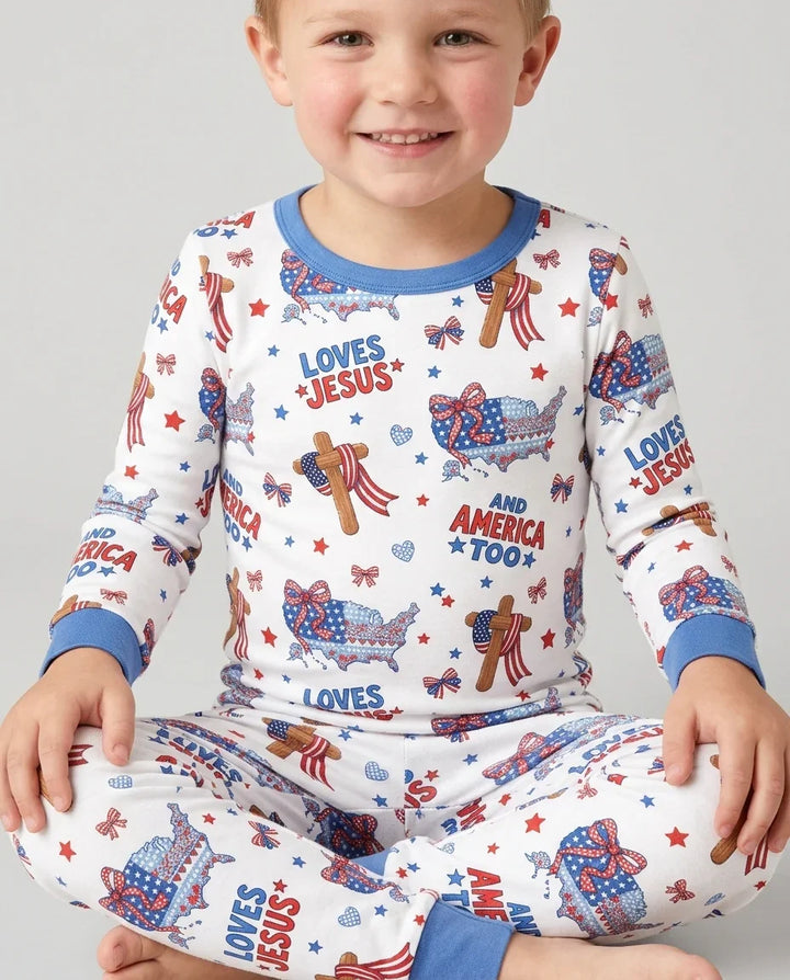Zweiteiliges Langarm-Pyjama-Set mit Sommerfrüchten