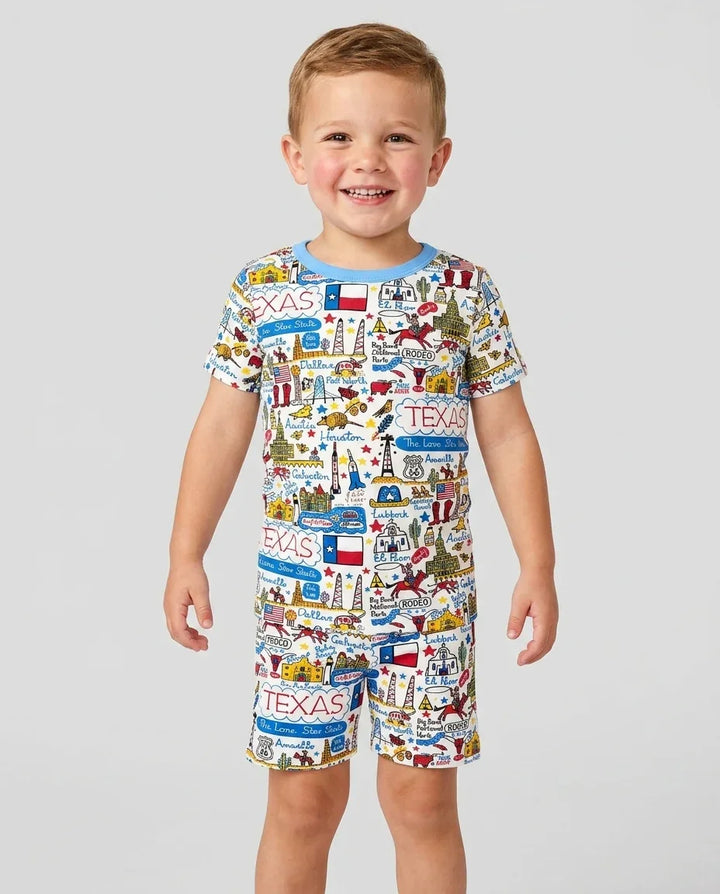 Template Zweiteiliges Pyjama-Set mit kurzen Ärmeln und Shorts