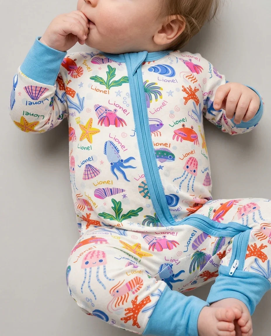 Tide Pool Pals Custom Name Bamboo Convertible Zippy