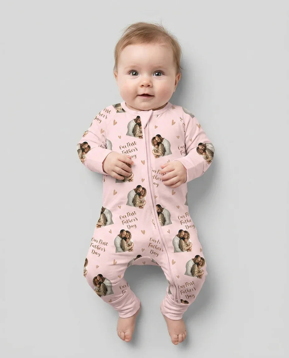 Gerippte Babykleidung mit individuellem Foto - Weich &amp; Skizzenhaft