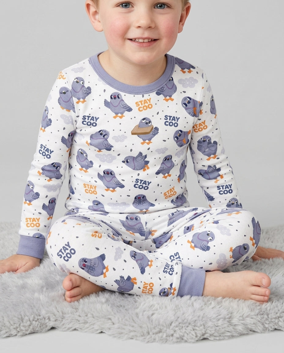Pigeon Stay Coo Bamboo Two Piece Long Sleeve Pajama Set