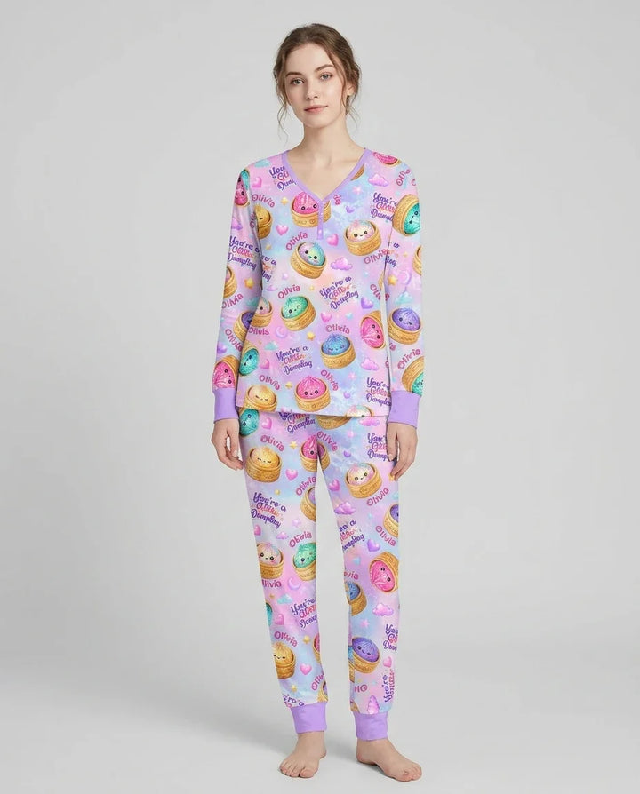Custom Name You're A Glitter Dumpling Bamboo Women Pajama Set