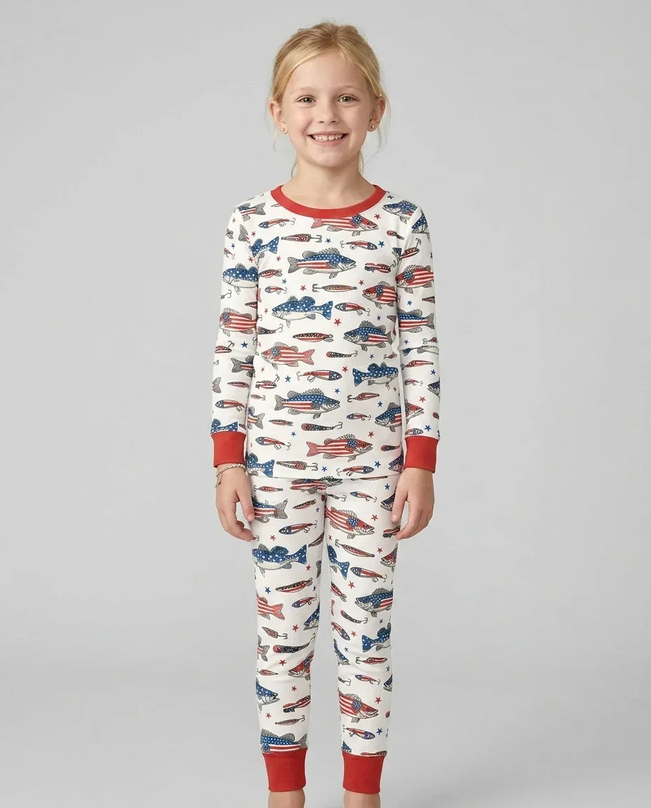 Zweiteiliges Langarm-Pyjama-Set mit Sommerfrüchten