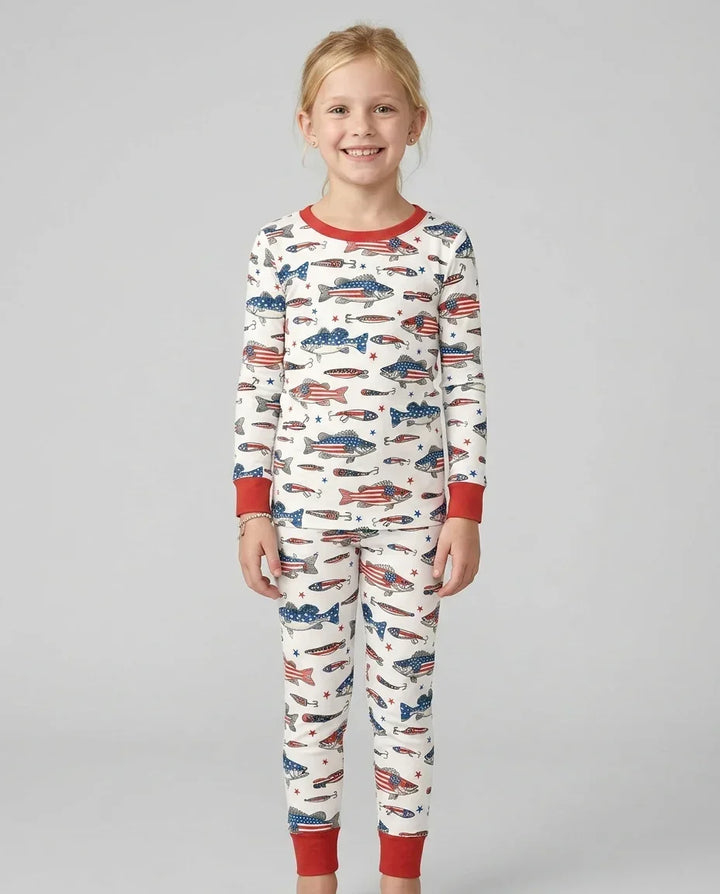 Zweiteiliges Langarm-Pyjama-Set mit Sommerfrüchten