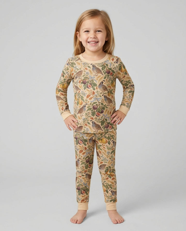 Quail & Pears Bamboo Two Piece Long Sleeve Pajama Set