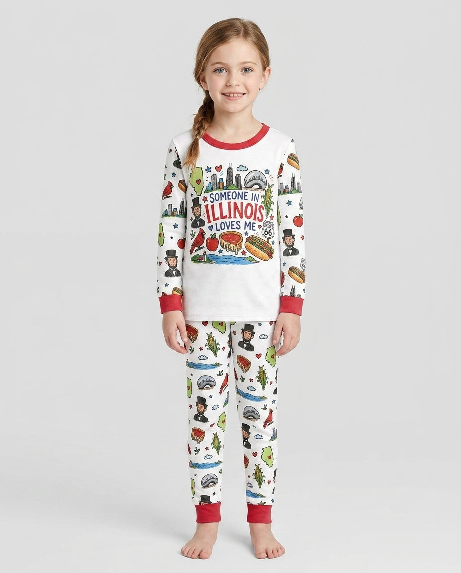 Someone in Illinois Loves Me Bamboo Two Piece Long Sleeve Pajama Set