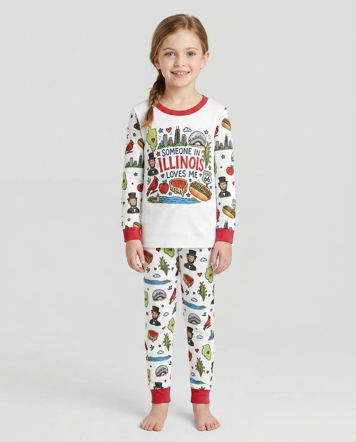 Someone in Illinois Loves Me Bamboo Two Piece Long Sleeve Pajama Set