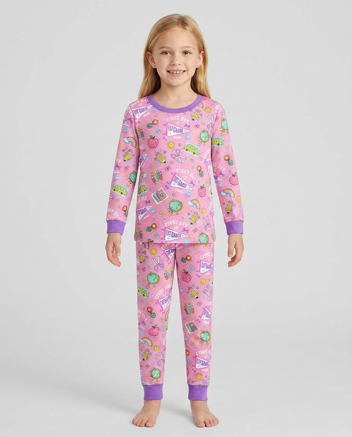 Zweiteiliges Langarm-Pyjama-Set mit Sommerfrüchten