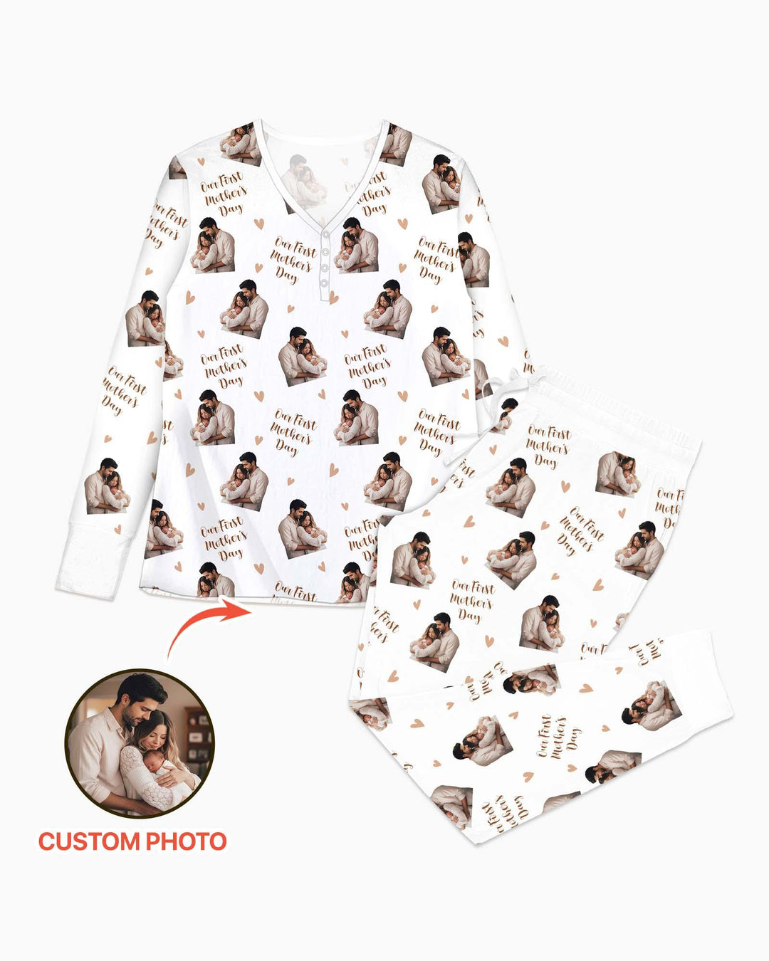 Personalisierte Foto Unser erstes als Eltern Bambus Damen Pyjama Set