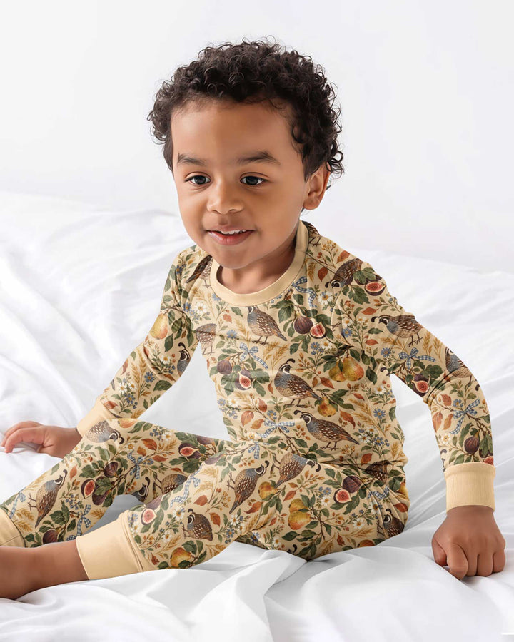 Quail & Pears Bamboo Two Piece Long Sleeve Pajama Set