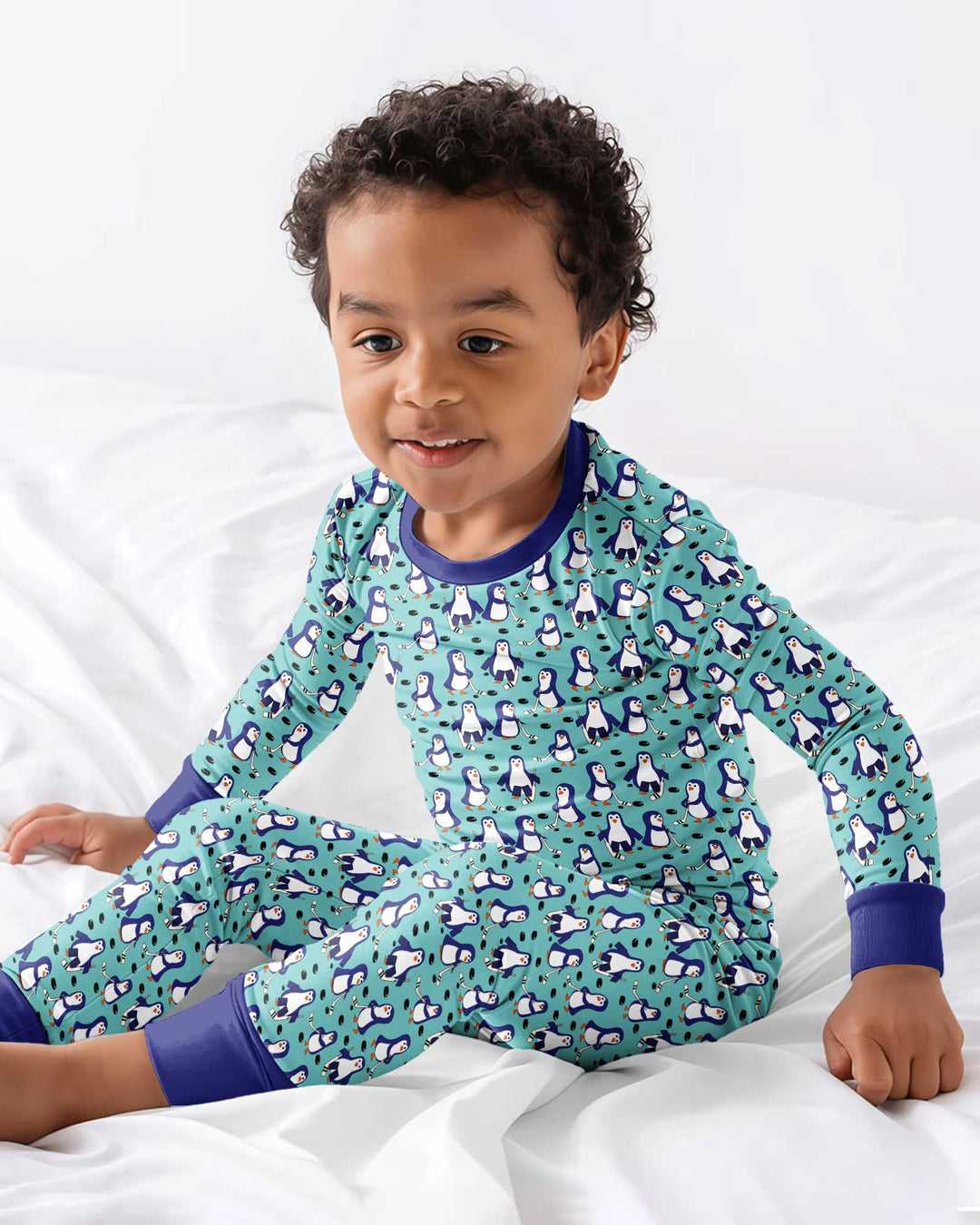 Penguin Hockey Bamboo Two Piece Long Sleeve Pajama Set