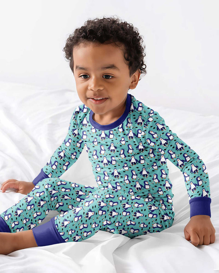 Penguin Hockey Bamboo Two Piece Long Sleeve Pajama Set