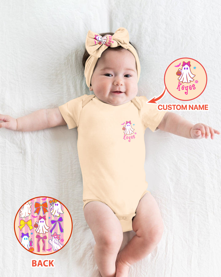 Personalized Coquette Ghost Halloween Bamboo Bodysuit