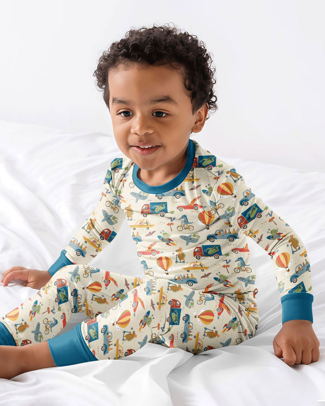 Monsters on the Move Bamboo Two Piece Long Sleeve Pajama Set