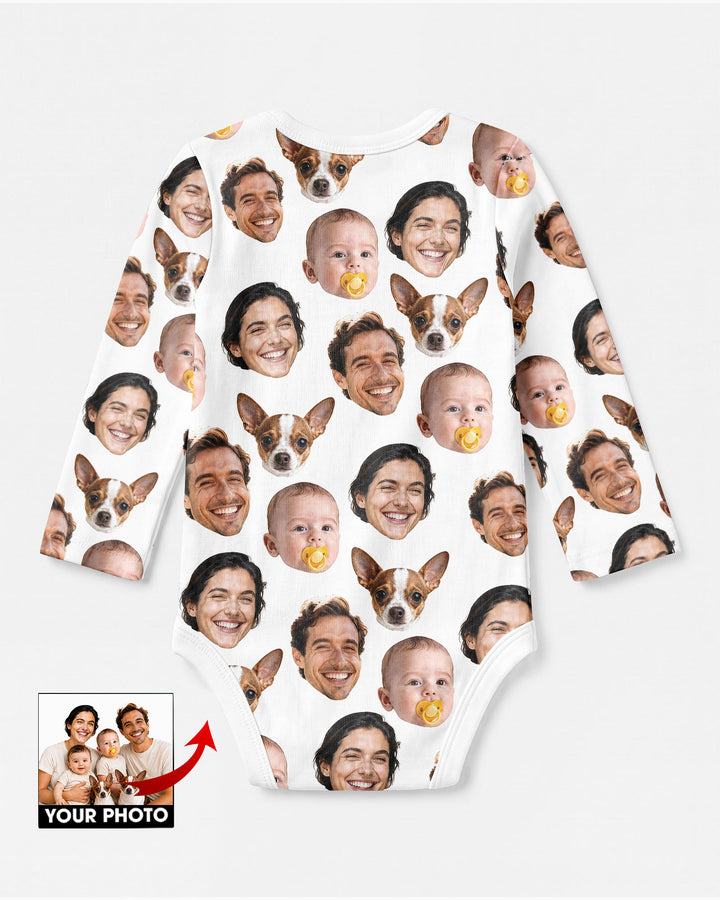 Personalized Face Baby Bodysuit, Families Faces Newborn Bodysuit