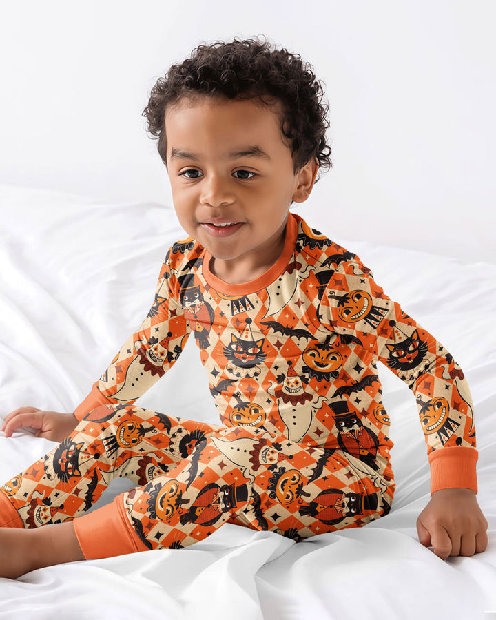Vintage Halloween Carnival Bamboo Two Piece Long Sleeve Pajama Set