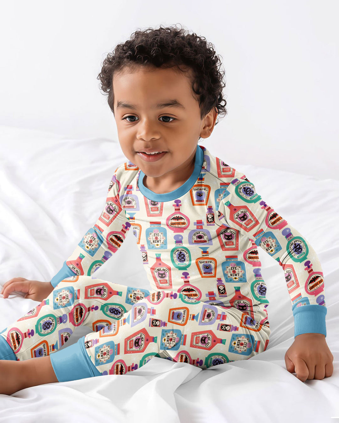 Retro Halloween Potions Bamboo Two Piece Long Sleeve Pajama Set