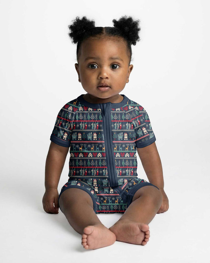 Vintage Nordic Christmas Bamboo Shorty Zippy