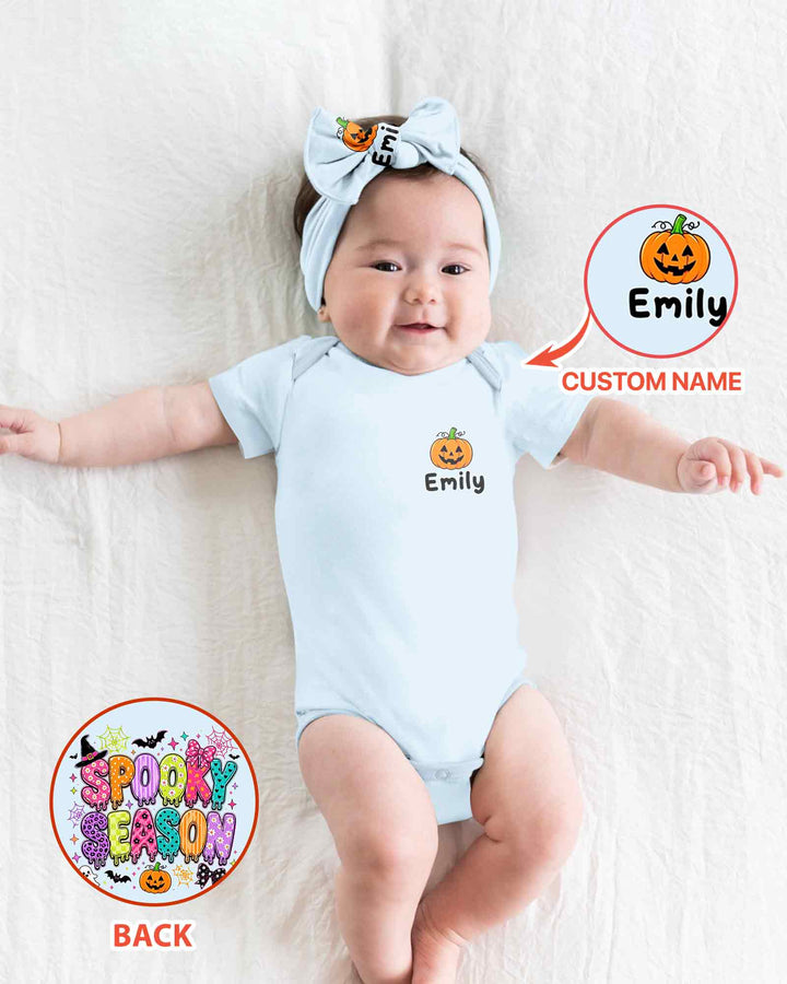 Personalized Spooky Season Pumpkin Ghost Bamboo Bodysuit