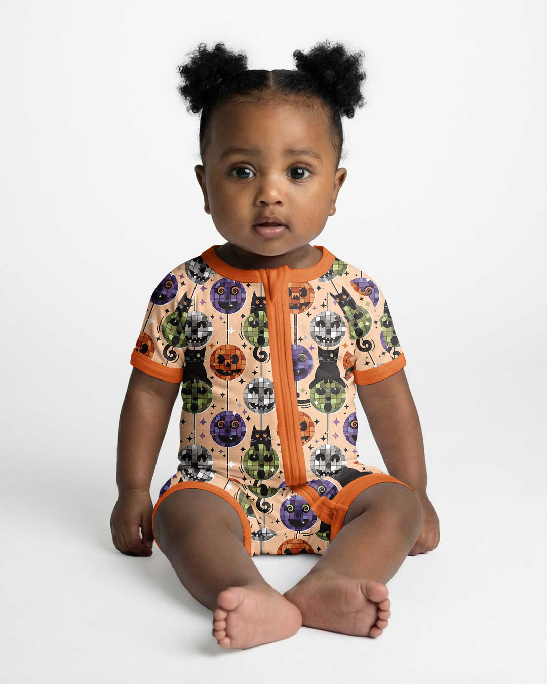 Groovy Halloween Disco Cat Bamboo Shorty Zippy