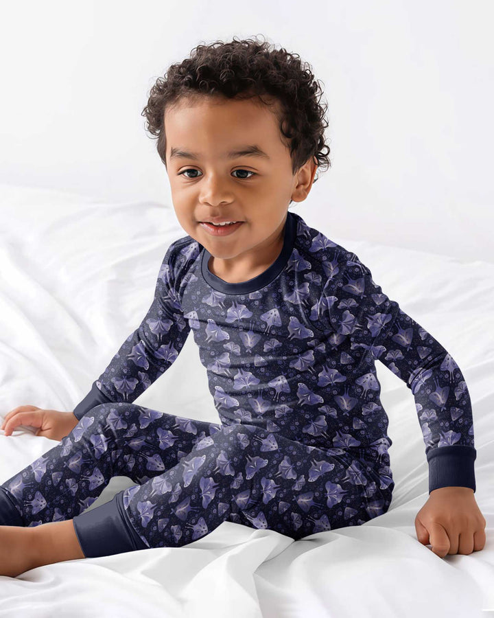Very Peri Moths Bamboo Two Piece Long Sleeve Pajama Set