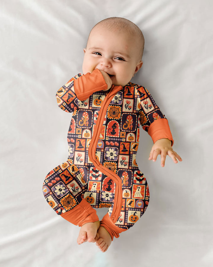 Retro Halloween Patchwork Icons Bamboo Convertible Zippy