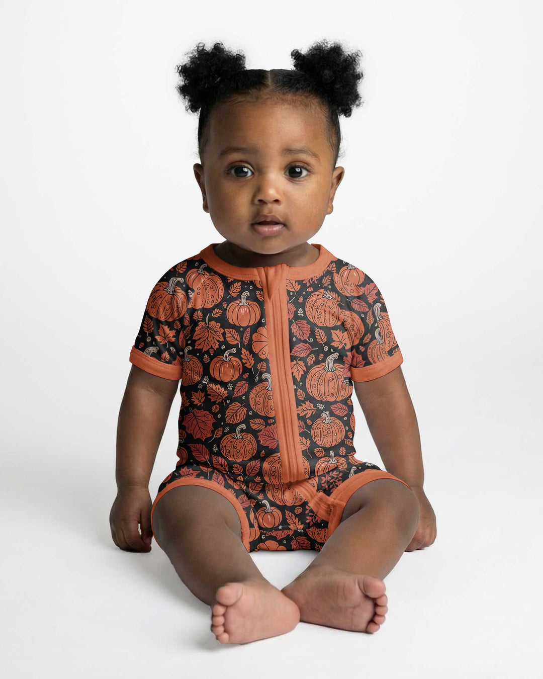 Retro Halloween Pumpkins Bamboo Shorty Zippy